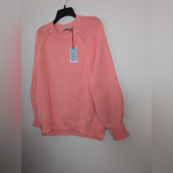 Mersea Voyageur Sweater Chunky Knit Pink Ballon Sleeve Crew neck Sz L - Picture 2 of 9